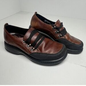 Dansko Janika Brown Leather Walking Comfort Shoes Y2K Utility Lace-Up EU 38